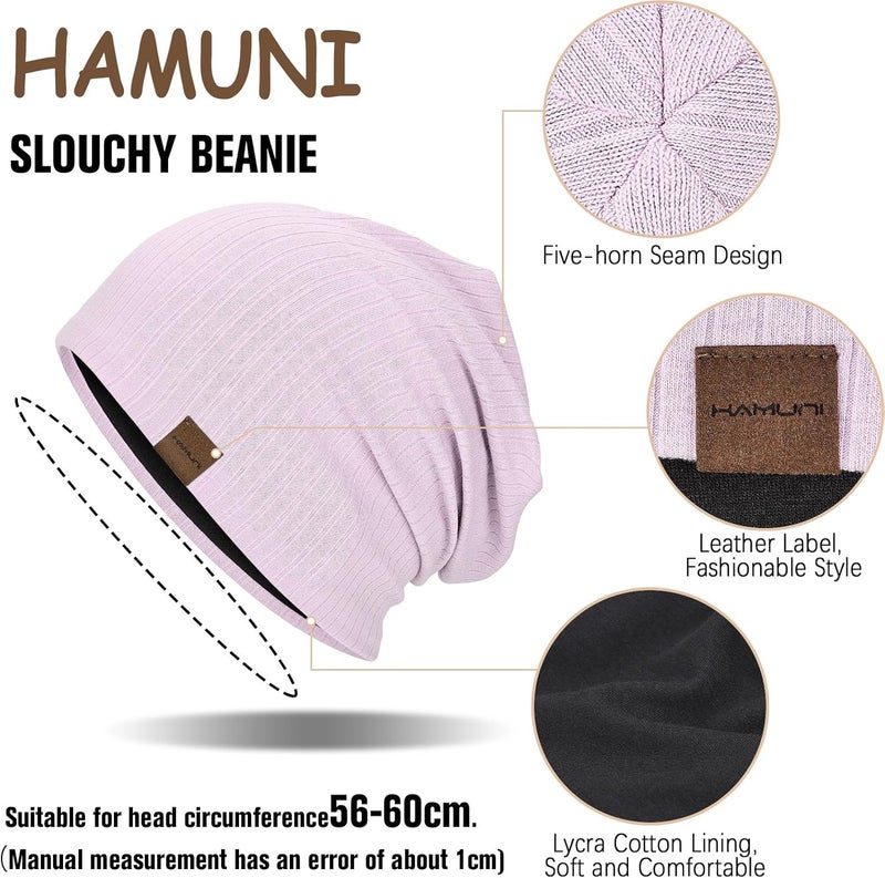 HAMUNI Slouchy Beanie for Men Women Soft Lightweight Running Beanie Hat Chemo Cap Skull Cap - Image 2